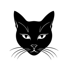 Cat Head Logo Monochrome Design Style