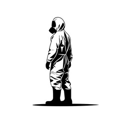 Fototapeta na wymiar Chemical Protective Suit Side View Logo Monochrome Design Style