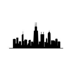Fototapeta na wymiar Chicago Skyline Logo Monochrome Design Style
