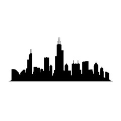 Chicago Skyline Logo Monochrome Design Style - obrazy, fototapety, plakaty