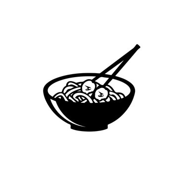 Chinese Food Logo Monochrome Design Style