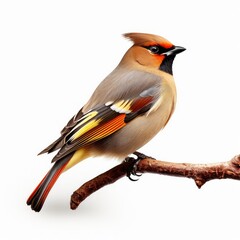 Fototapeta premium A Bohemian waxwing bird illustration isolated in white background