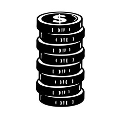 Coin Pile Logo Monochrome Design Style