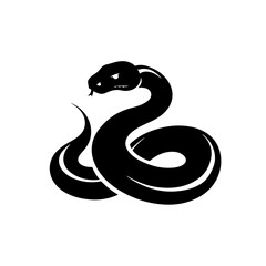 Fototapeta premium Coiled Python Logo Monochrome Design Style