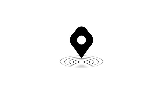 GPS location icon animated with radio wave. GPS location pointer animation on white background.