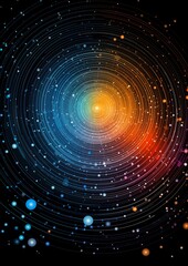 Fototapeta premium closeup spiral dots moonlit starry sky environment spinning whirlwind nighttime raid milky way interface cover stars glittering background bar interconnected orb bright uniform