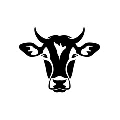 Cow Face Logo Monochrome Design Style