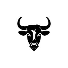 Cow Head Logo Monochrome Design Style