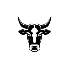 Cow Head Logo Monochrome Design Style