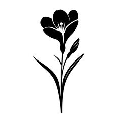 Crocus Flower Single Logo Monochrome Design Style - obrazy, fototapety, plakaty