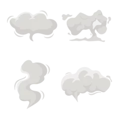 Keuken spatwand met foto Cartoon Smoke Cloud Element Set. Comic Steam Cloud, Vector Illustration. © Denu Studios