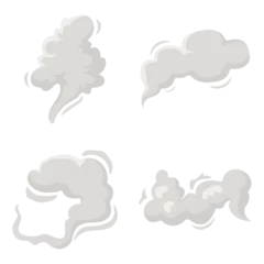 Foto op Plexiglas Cartoon Smoke Cloud Element Set. Comic Steam Cloud, Vector Illustration. © Denu Studios