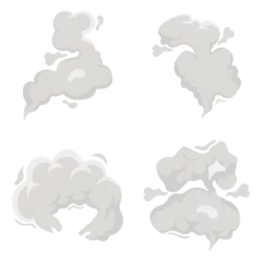 Poster Im Rahmen Cartoon Smoke Cloud Element Set. Comic Steam Cloud, Vector Illustration. © Denu Studios