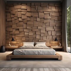 a retreat where sculptural wooden elements take center stage. Picture wooden accent walls, furniture with clean lines, and artistic wooden installations