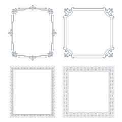 Set of decorative frames Elegant vector element for design in Eastern style, place for text. Floral gray and white borders. Lace illustration for invitations and greeting cards
