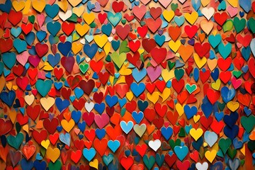 full frame colorful hearts and flowers in full frame abstract background view 