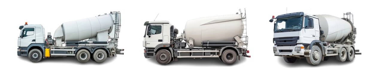 Collection of PNG. Concrete mixer truck isolated on a transparent background. - obrazy, fototapety, plakaty