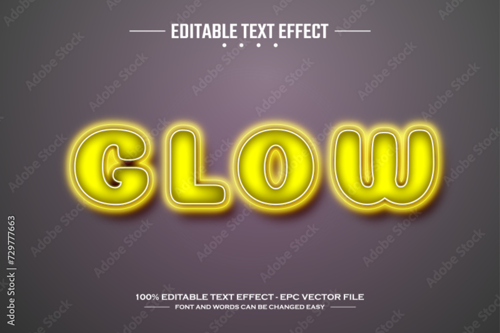 Poster glow 3d editable text effect template
