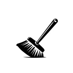 Black broom angled bristles sweep Logo Monochrome Design Style