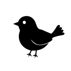 Cute Bird Logo Monochrome Design Style