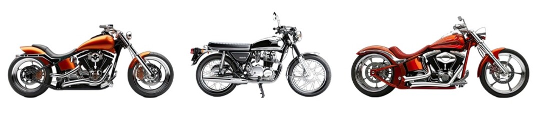 Collection of PNG. Motorcycle isolated on a transparent background. - obrazy, fototapety, plakaty
