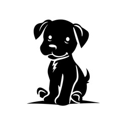 Cute Puppy Logo Monochrome Design Style