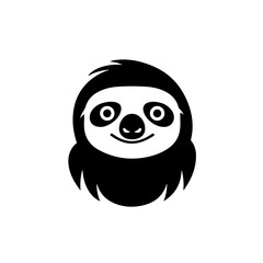Cute Sloth Logo Monochrome Design Style