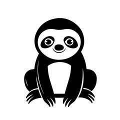 Cute Sloth Logo Monochrome Design Style