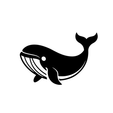 Cute Whale Design Logo Monochrome Design Style