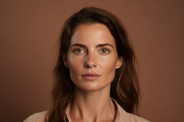 Portrait of a beautiful woman with freckles on her face