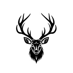 Deer Mascot Logo Monochrome Design Style