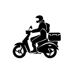 Fototapeta na wymiar Delivery Motorcycle Logo Monochrome Design Style