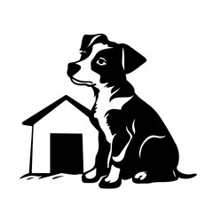 Dog House Logo Monochrome Design Style