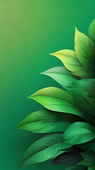 Botanical background with gradient green leaf color