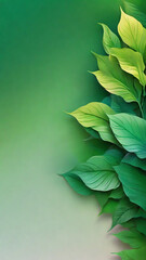 Botanical background with gradient green leaf color