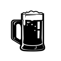mug of beer with bubbles Logo Monochrome Design Style