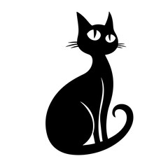 simple black cat Logo Monochrome Design Style