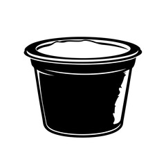small plastic cup of sour cream Logo Monochrome Design Style