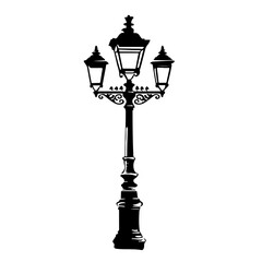 Fototapeta na wymiar Street Lamp At Night Logo Monochrome Design Style