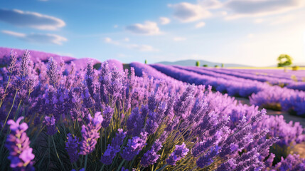 Lavender Majesty: Close-Up Illustration of Fields with High Details and Resolution