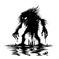 Swamp Creature Logo Monochrome Design Style