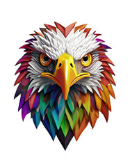 Fototapeta premium High quality, logo style, 3d, powerful colorful eagle face logo facing forward, isolate background