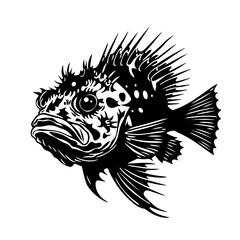 Toadfish Logo Monochrome Design Style