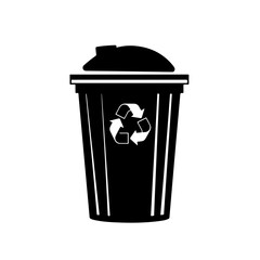 Trash Bin Logo Monochrome Design Style