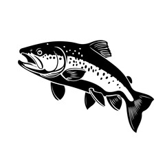 Trout Fishing Bait Logo Monochrome Design Style