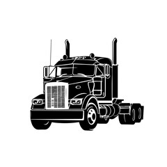 Truck Design Logo Monochrome Design Style