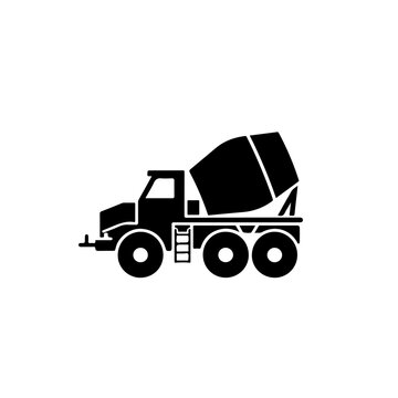 truck with cement mixer Logo Monochrome Design Style