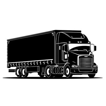 Truck Trailer Logo Monochrome Design Style