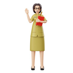 3D Character Female Teacher Greeting