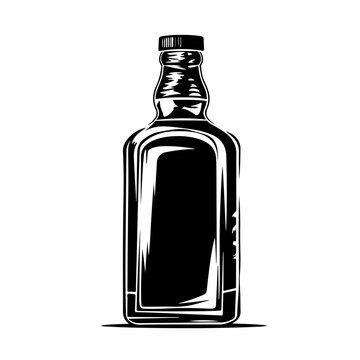 Whiskey Bottle Design Logo Monochrome Design Style